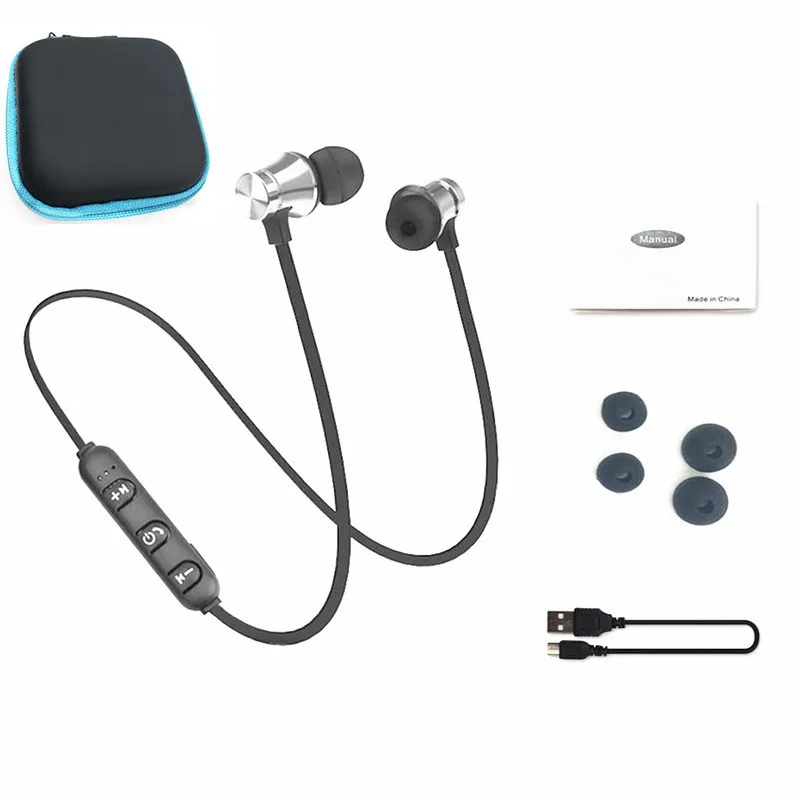 368-silverwithcase Bluetooth наушники беспроводные металлические спортивные наушники с защитой от пота Магнитная гарнитура для xiaomi iPhone Auriculare kulaklik - Цвет: 368-silverwithcase