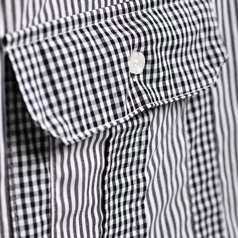 MICOCO C2121 корейский стиль до и после проверки мозаичные полосы Длинные свободные