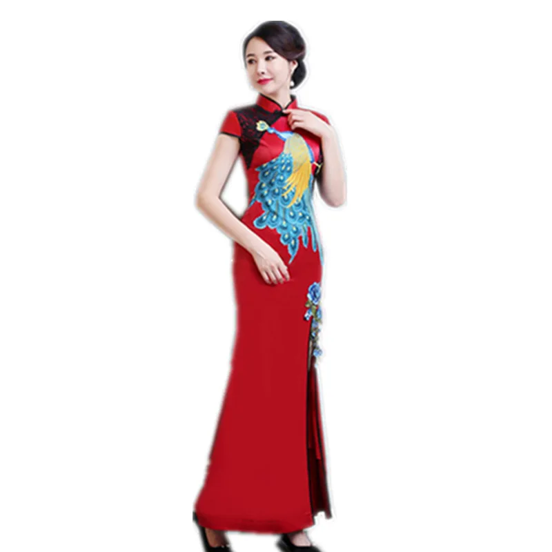 

Plus Size 3XL 4XL 5XL Chinese Vintage Embroidery Lady Qipao Fashion Handmade Button Cheongsam Novelty Chinese Formal Dress