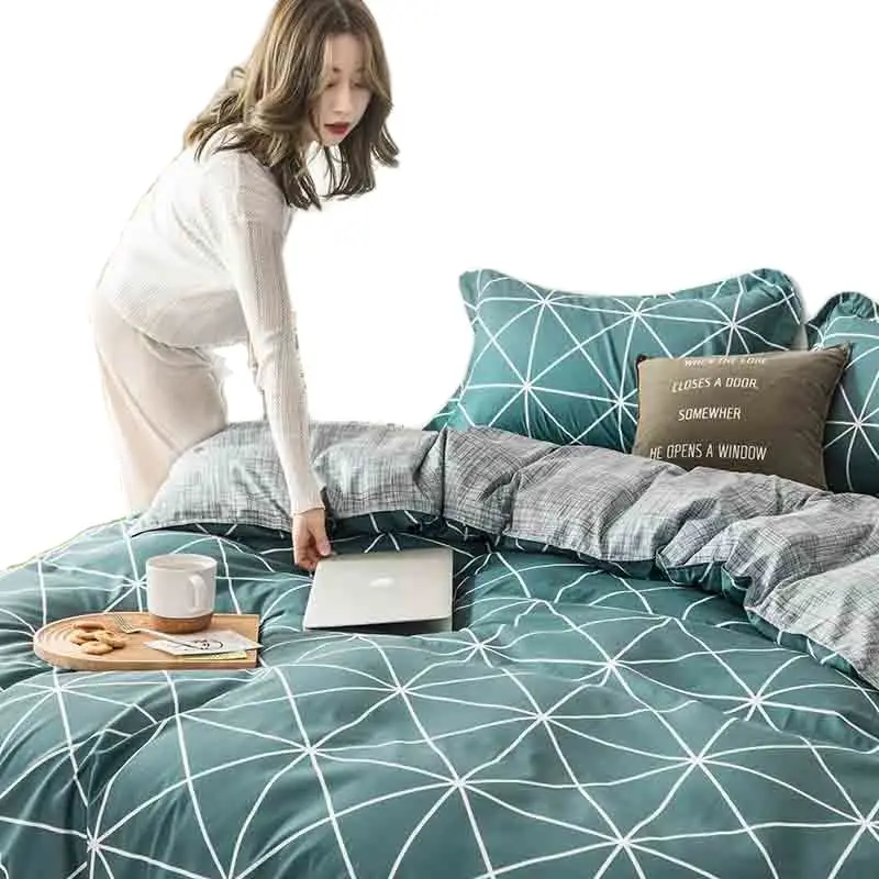 3/4pcs modern bedding set Super king size bed linens reactive printing duvet cover pastoral style home flat sheet|home textile|bedding super