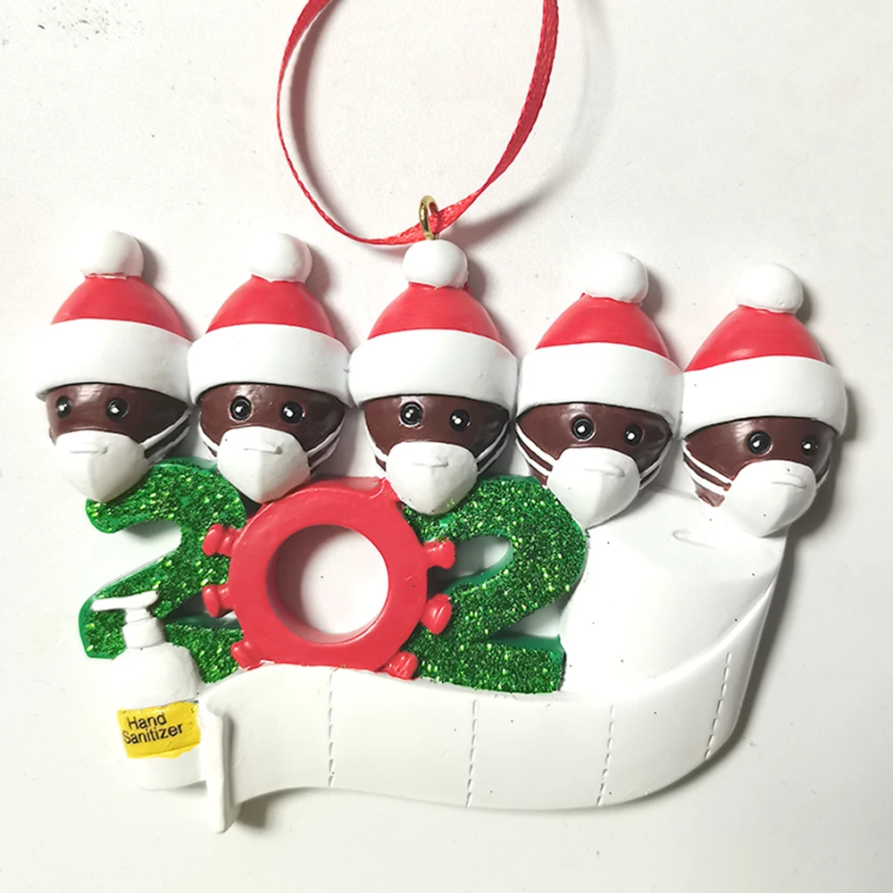 

2020 Quarantine Christmas Decoration Gift Personalized Hanging Ornament Pandemic -Social Party Distancing Santa Claus with Mask