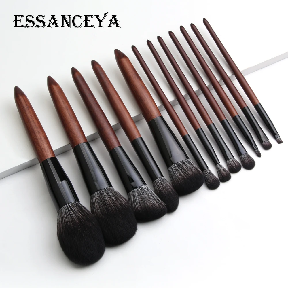 ESSANCEYA набор кистей для макияжа из 12 предметов с деревянной ручкой косметические