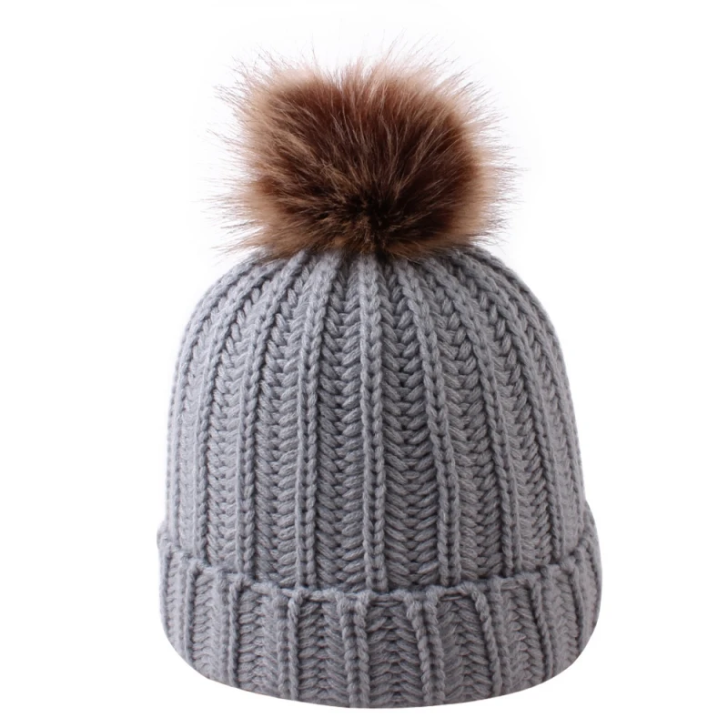 For Kids Hot Winter Newborn Cute Warm Girls Boys Baby Plush Ball Design Hats Knitted Hemming Caps Photography Props |