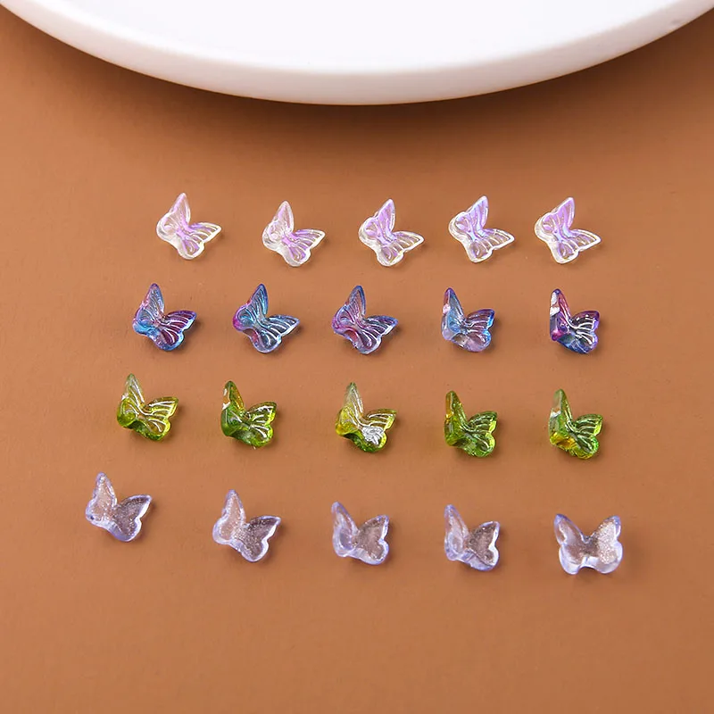 

20pcs New Korean Retro gold tracing mini magic crystal glass butterfly earrings DIY jewelry hairpin hair accessories materials