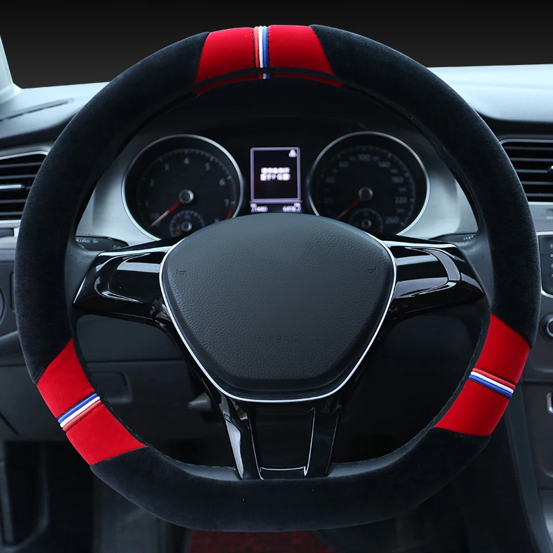 

D Shape Car Steering Wheel Cover For VW Sharan Passat Caddy Touran Tiguan 2015-2021 Teramont Atlas T-Roc T-cross 2017-2021