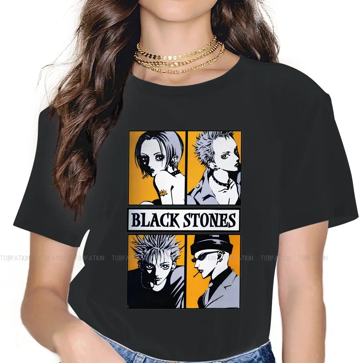 

Крутая женская футболка Nano Yazawa Ai, женские футболки с мультяшным принтом, милые топы с круглым вырезом, базовая футболка 5XL, свободная хипстер...