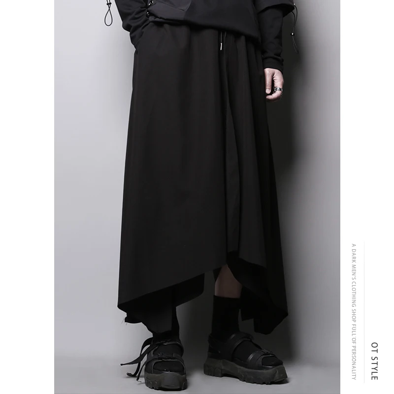 Штаны с широкими штанинами для мужчин стилисты накладные брюки кюлоты Свободные