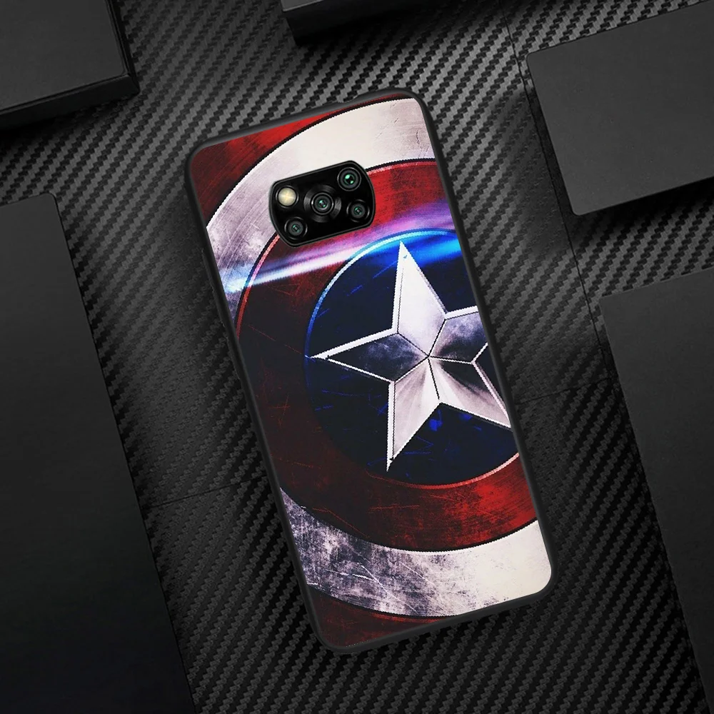 

Captains America Super Hero Phone Case Cover Hull For Xiaomi Mi A2 A3 8 9 SE 9T 10 10T Lite Pro Ultra Poco X3 black Etui 3D