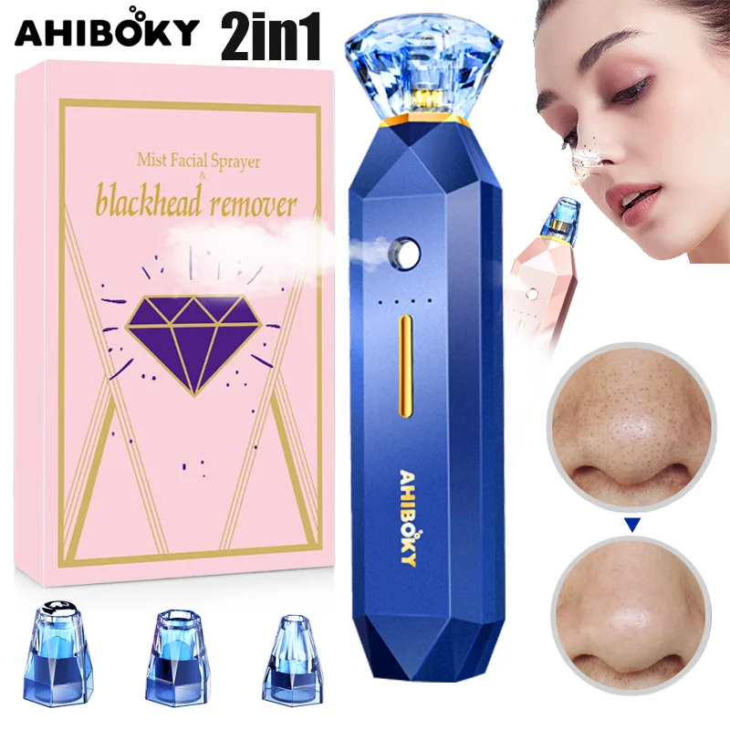 

2IN1 New Blackhead Remover Electric Facial Pore Dot Cleaner Oxygen Injection And Water Spray Skincare Beauty Tool Equipment