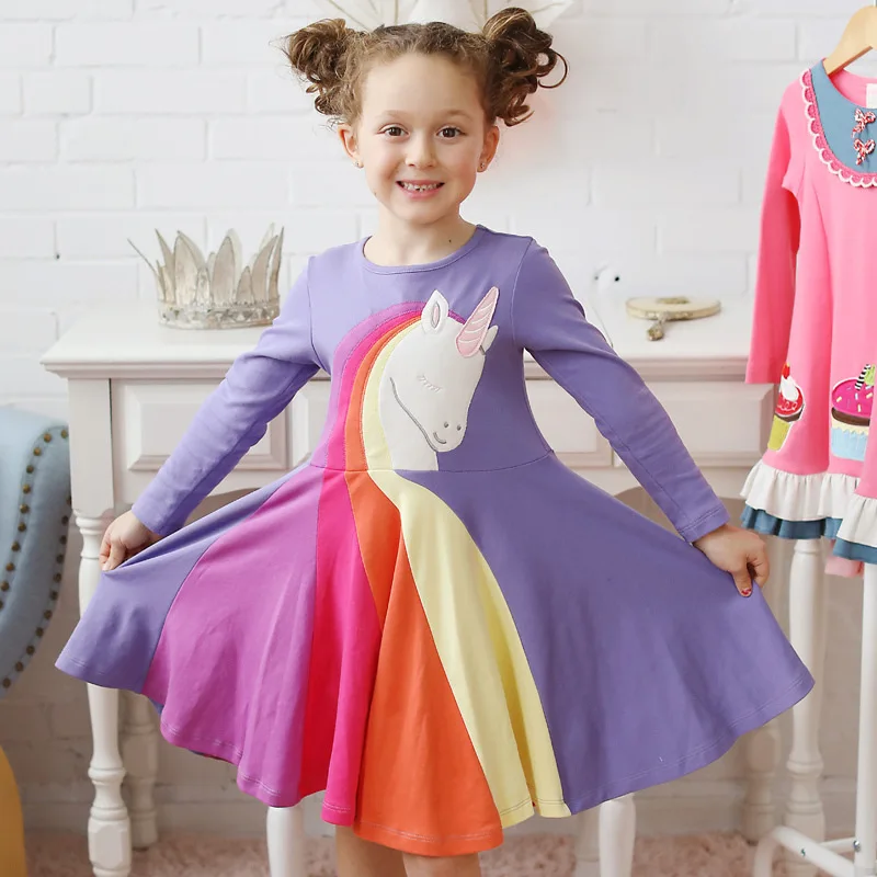 

Baby Girl Unicorn Dress Toddler Kids Princess Clothes Rainbow Colorful Dress