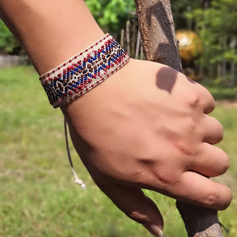 ABL117(1) Boho Embroidery Bracelets for Women Friendship Bohemian Handweave Cotton Rope Cheap Ethnic Pulseras Dropshipping | Украшения и