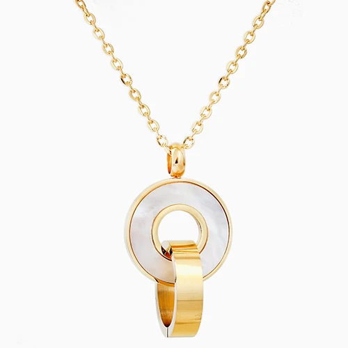necklace Модные Ювелирные наборы золотого цвета из нержавеющей стали в виде ракушки кулон ожерелье серьги аксессуары для женщин Свадебная вечеринка - Окраска металла: necklace