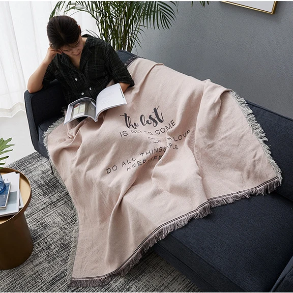 [MUZE U] однотонное одеяло для дивана с буквами и кисточками хлопковое декоративное