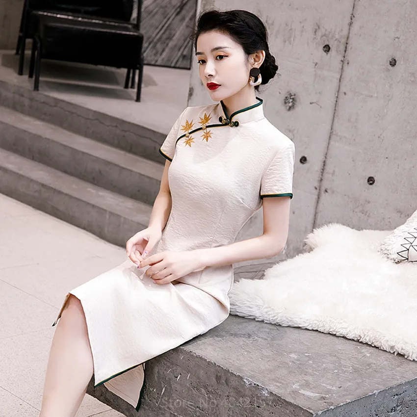 Традиционное китайское винтажное платье для женщин Восточное элегантное тонкое
