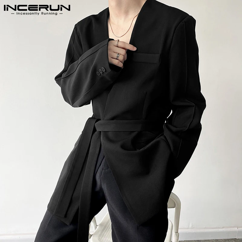 

Handsome Well Fitting Men's Fashion Solid Comeforable Blazer Male Tieless Leisure Streetwear Thin Suits S-5XL INCERUN Tops 2021