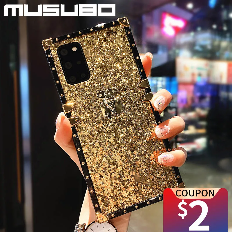 musubo luxury phone case for samsung galaxy s20 fe note 10 plus note 20 ultra a72 a52 a51 a32 a71 a70 glitter shine cover coque free global shipping