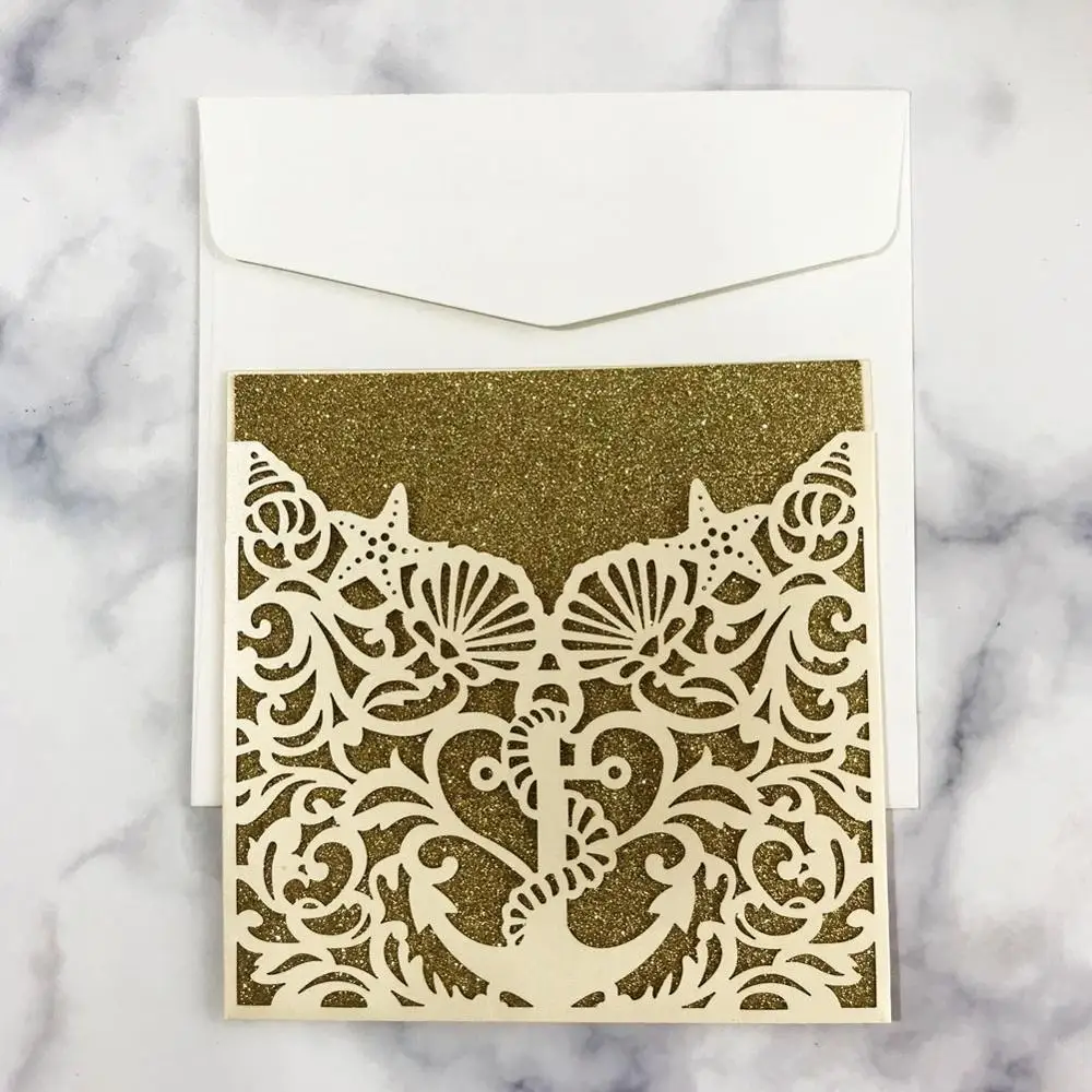 100pcs laser cut Sea Horse Wedding invitation cards Birthday Party place seat name Baby shower party Table decoration | Дом и сад