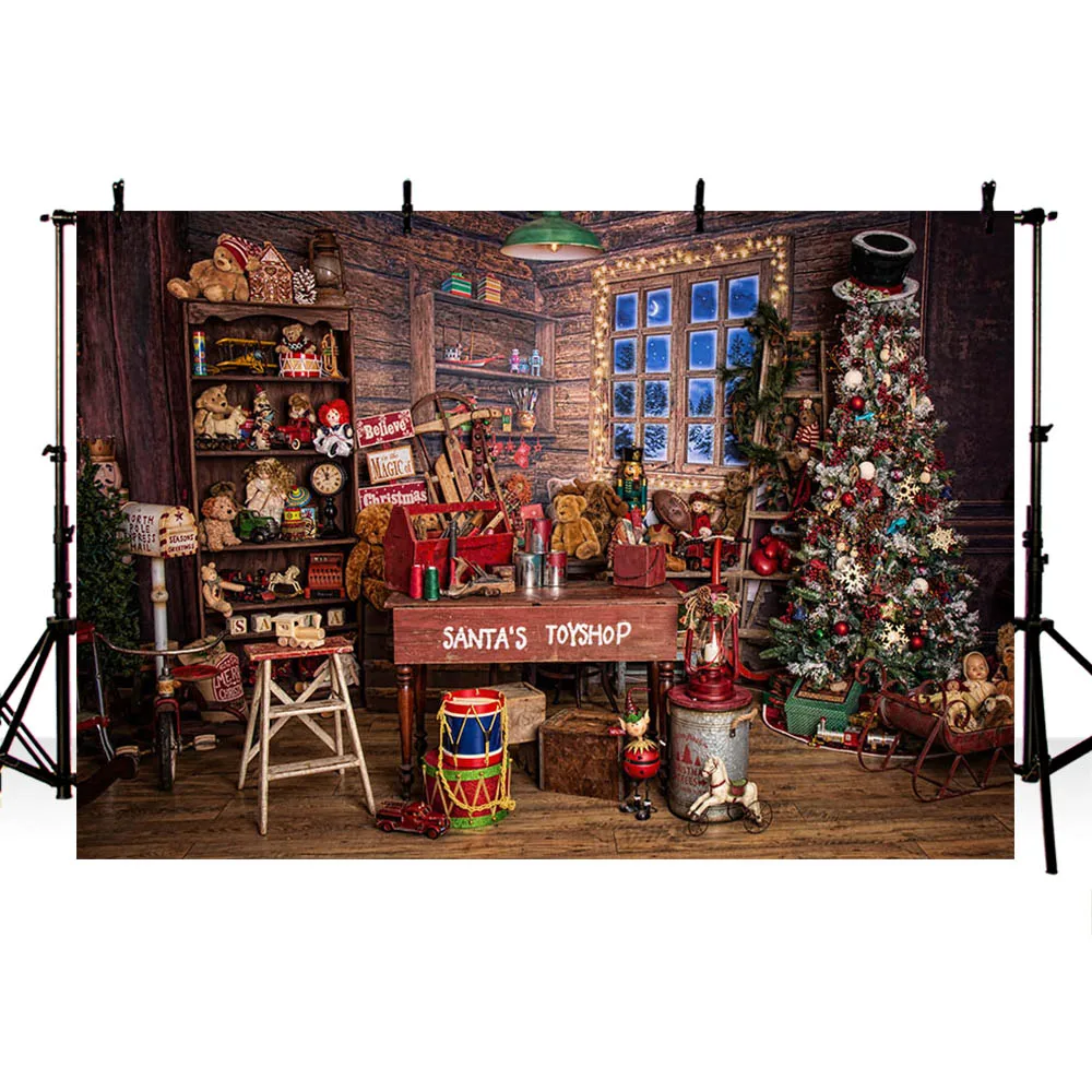 Фон для фотосъемки в стиле ретро с деревянной полкой и медведем | Электроника