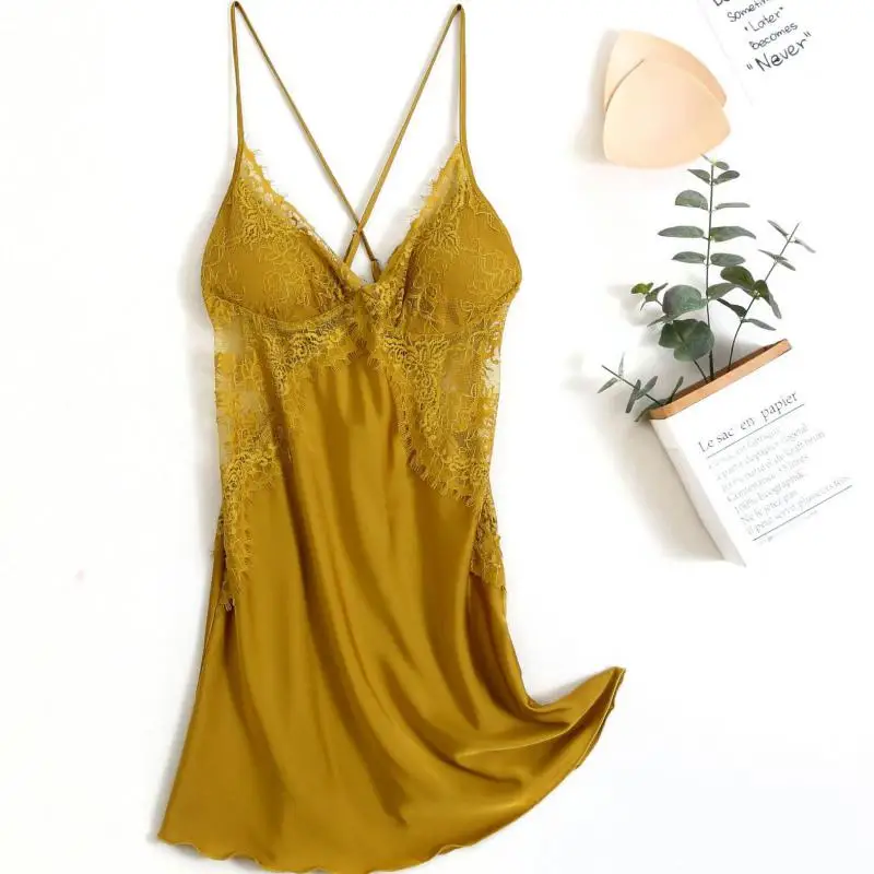 

Perspective Nightwear Lady Lace Suspender Strap Nightgown Sleepwear Loose Nightdress Sexy Kimono Bathrobe Gown Sleep Dress