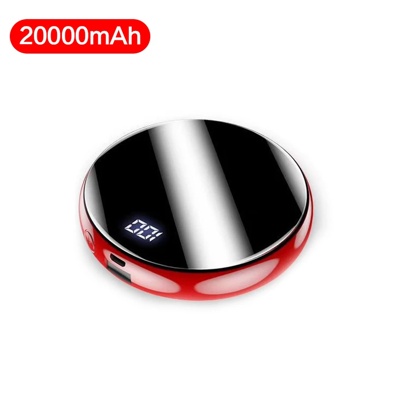 20000mAh мини панель солнечных батарей круглый Мощность банк зеркало Экран телефон