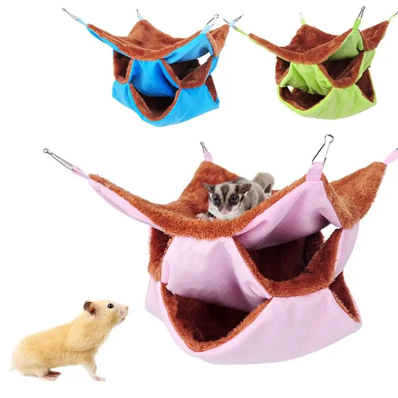 

Wintwe Double Thick Plush Warm Hammock For Hamster House Hanging Nest Sleeping Bag Guinea Pig Gerbils Ferret Rats House For Cage