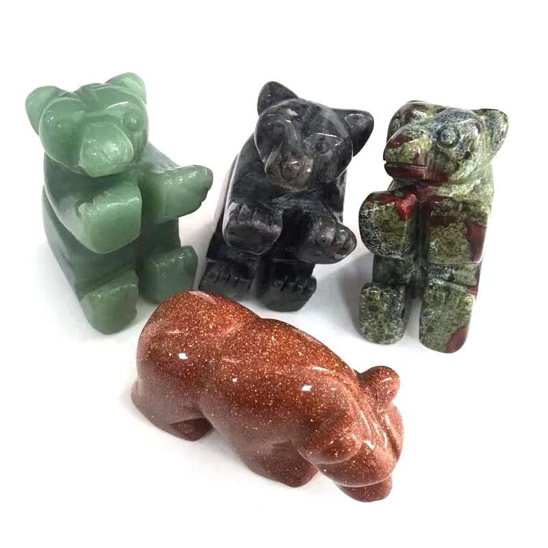 2 дюйма ручной резной натуральный зеленый авантюрин и золотой песок кварцевый