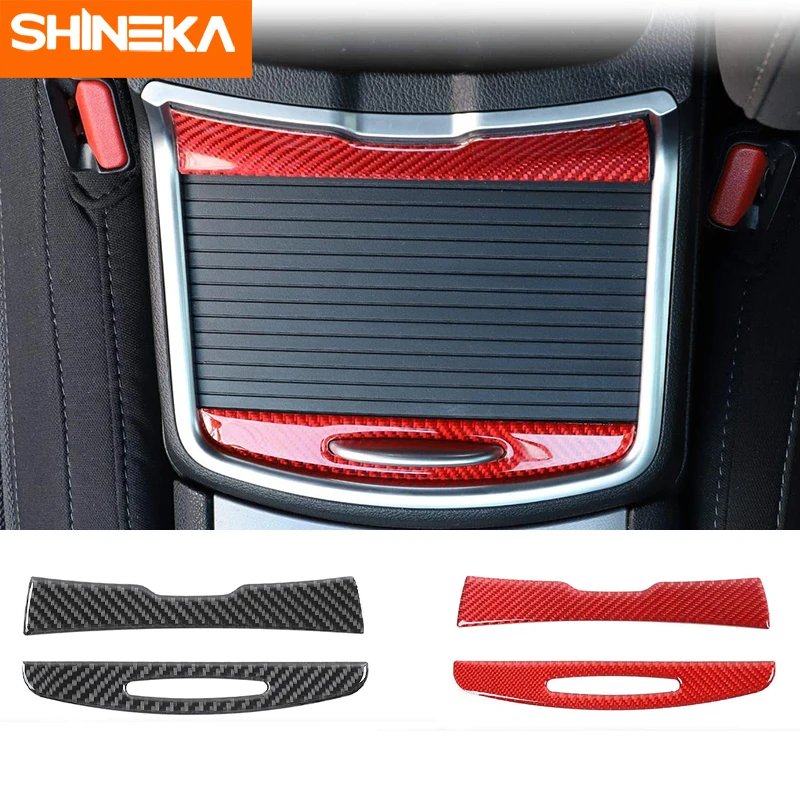 

SHINEKA Interior Mouldings 2pcs for Dodge Charger Real Carbon Fiber Cup Holder Cover Trim for Dodge Charger 2015-2019