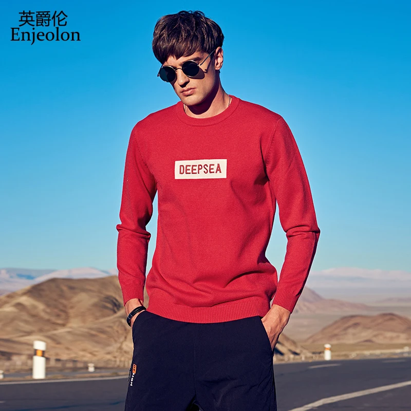 Мужской свитер с вышитыми буквами Enjeolon Повседневный пуловер для осени и зимы MY3434