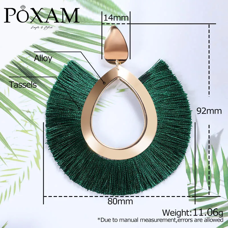 

POXAM Fashion Bohemian Tassel Earrings for Women Statement 2019 Ethnic Silk fabric Fringe Drop Earring Female Boho Ear Jewelry