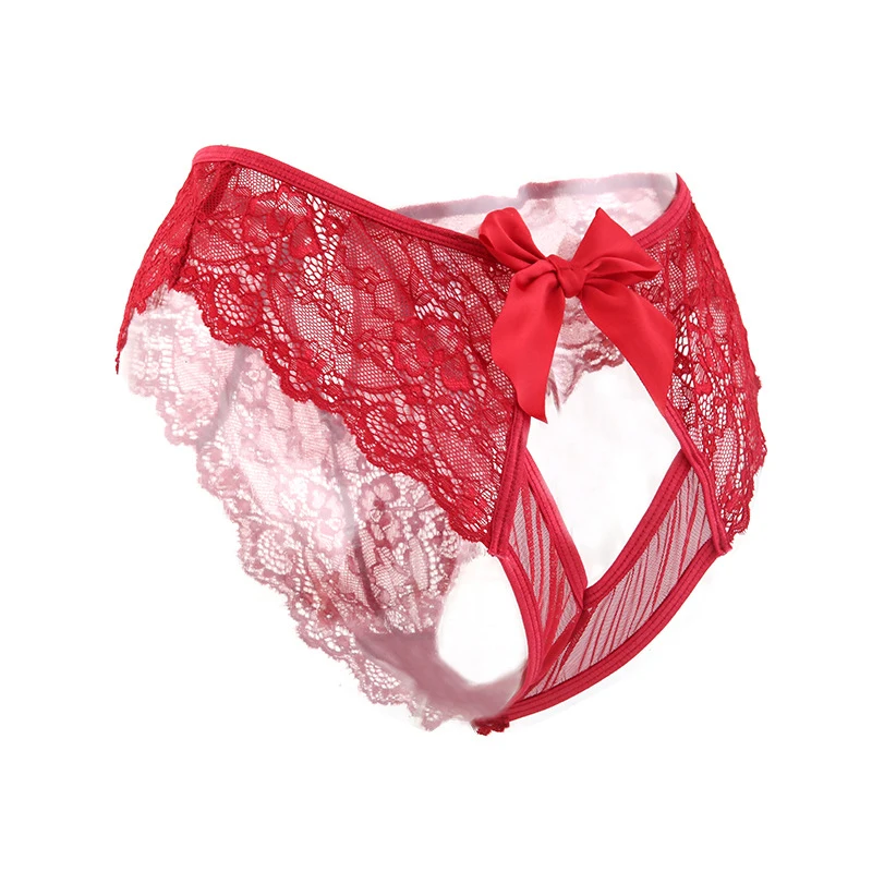 

Lace Hollow Out Underwear Women Lingerie G String Sexy Cross Strap Panties Temptation Bow Transparent Knickers Female Underpants