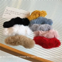 winter warm furry hair clip large size geometric barrettes korean hair accessories plain color faux fur hairpins for women