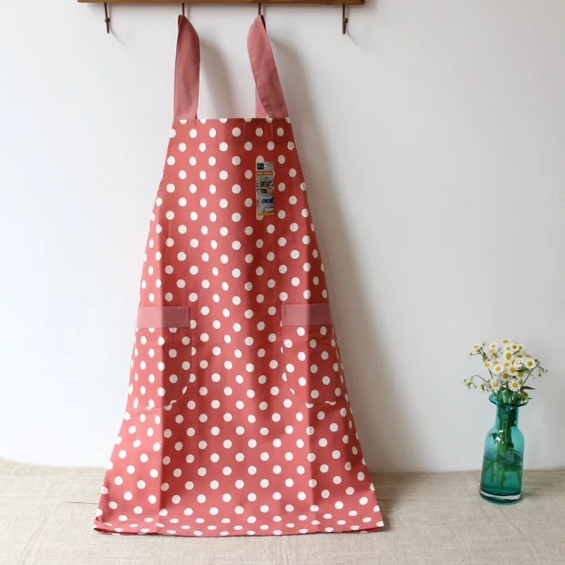 

New Cloth Cotton Striped Wave Point Waterproof Apron Adult Lady Men Cooking Kitchen Aprons For Women Baking Restaurant Bib WF928