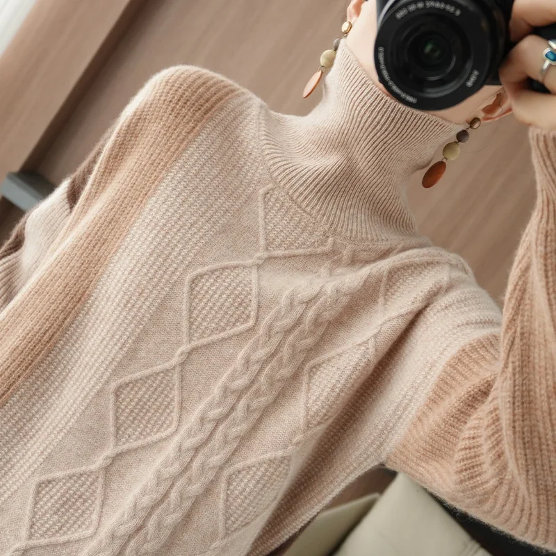 

Новый 100% Австралийский шерстяной однотонный вязаный пуловер с круглым вырезом свободный свитер большого размера