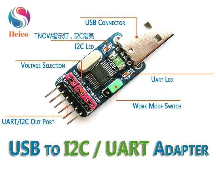 Преобразователь USB в TTL UART I2C модуль-адаптер последовательный преобразователь с