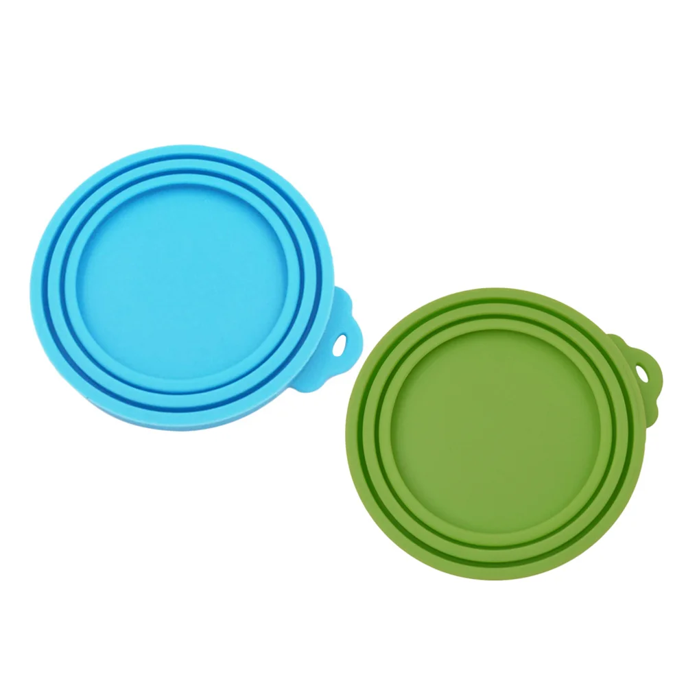 

2pcs Three Layer Silicone Pet Food Can Covers Cat Food Tin Lids Candy Color Sealed Cover (1pcs Light Blue, 1pcs Green)