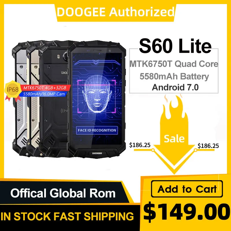 DOOGEE S60 Lite смартфон с 5 2 дюймовым дисплеем восьмиядерным процессором MTK6750T ОЗУ 4 Гб