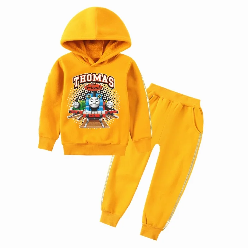 Children's clothing spring and autumn winter thickened hooded plus velvet sweater knitted cotton two-piece suit | Детская одежда и