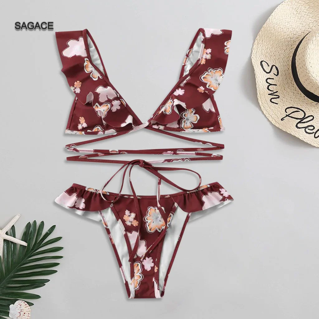 Женский купальник бикини SAGACE 2 предмета летний раздельный сексуальный с