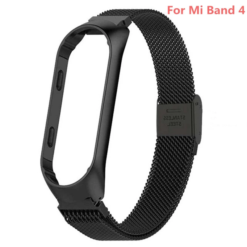 black 4 Xiaomi mi ремешок 3/4 кожаный ремешок для Xiaomi mi 3 сменный Браслет Безвинтовые ремешки металлический ремешок для mi band 4 аксессуары - Цвет: black 4