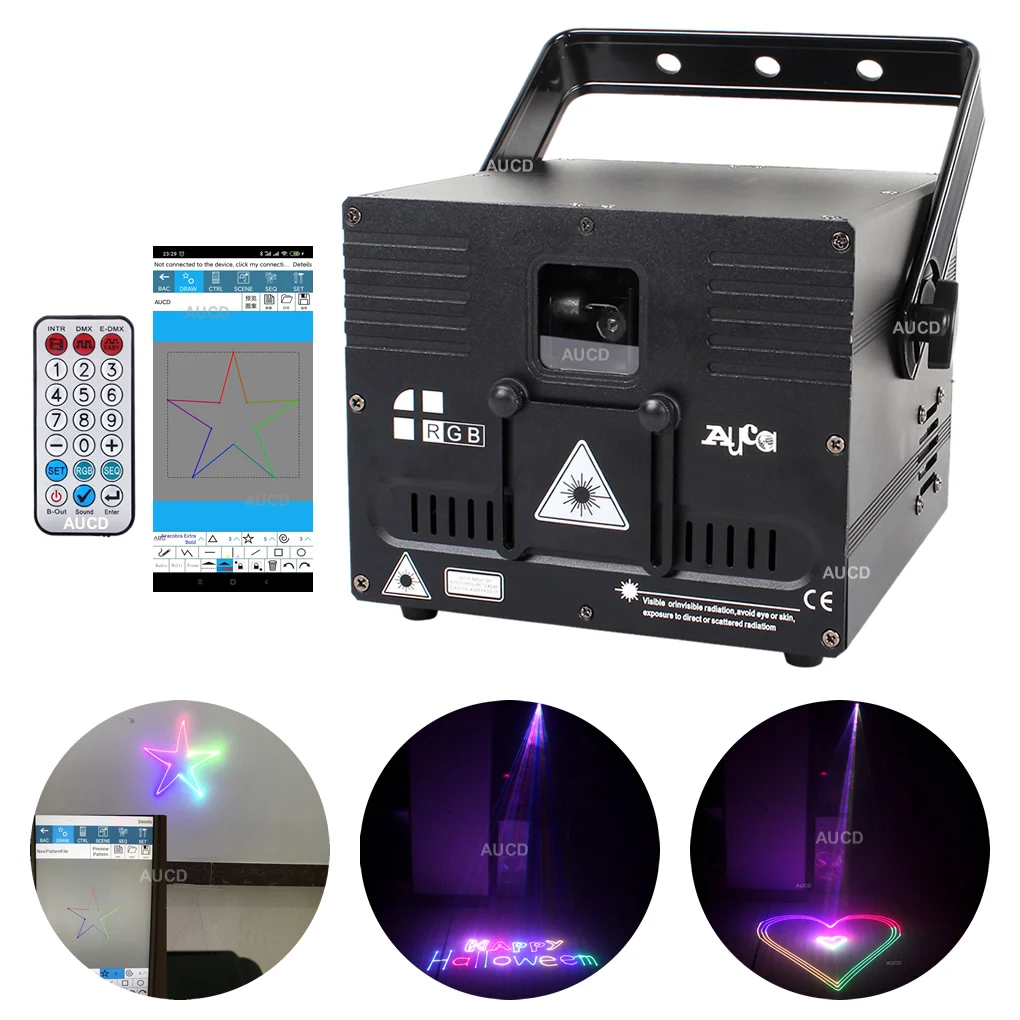 1 Вт RGB DMX лазерный ILDA Bluetooth телефон приложение для редактирования анимации