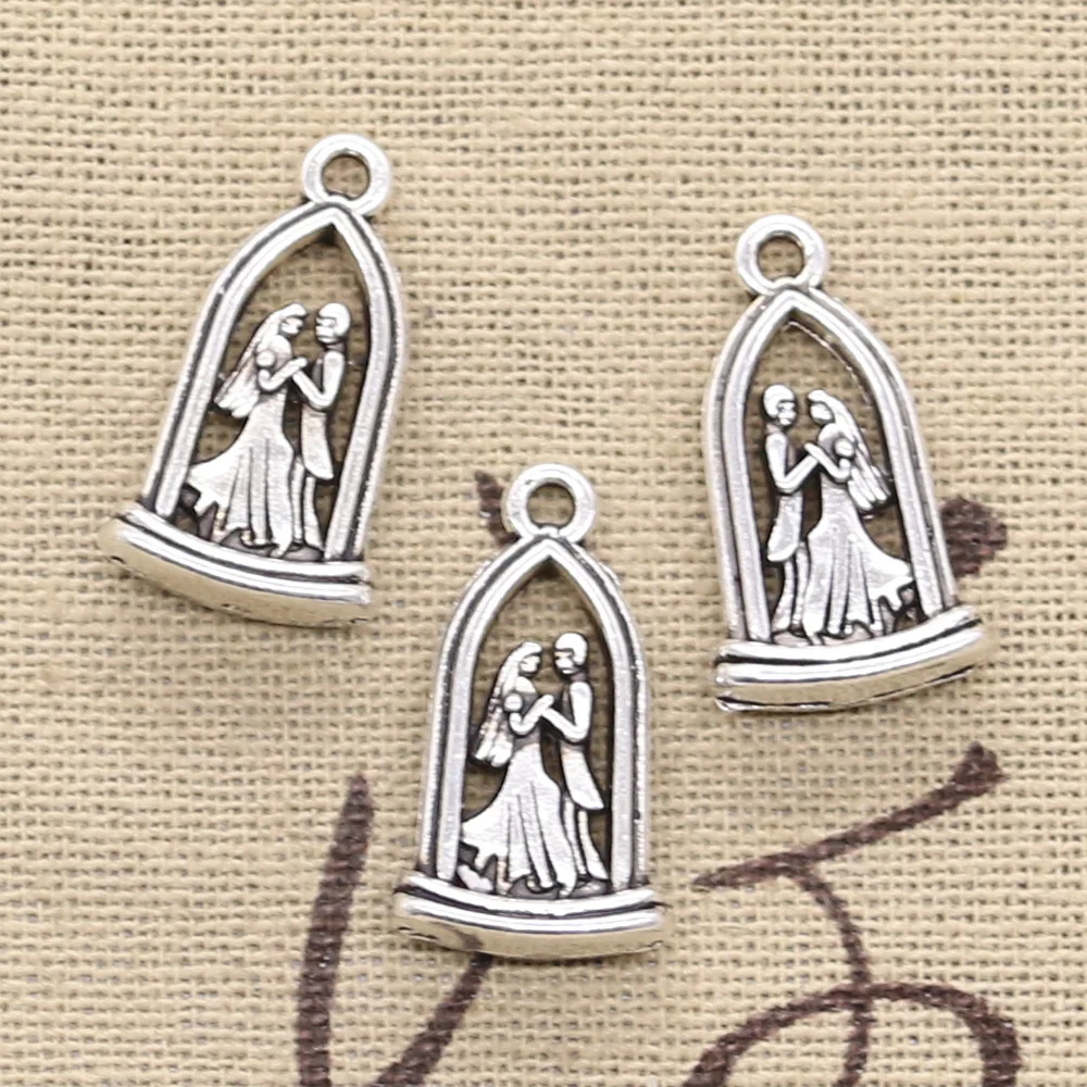 6 шт. Подвески милые подарки для влюбленных Свадьба 24x13 мм старинное серебро Цвет