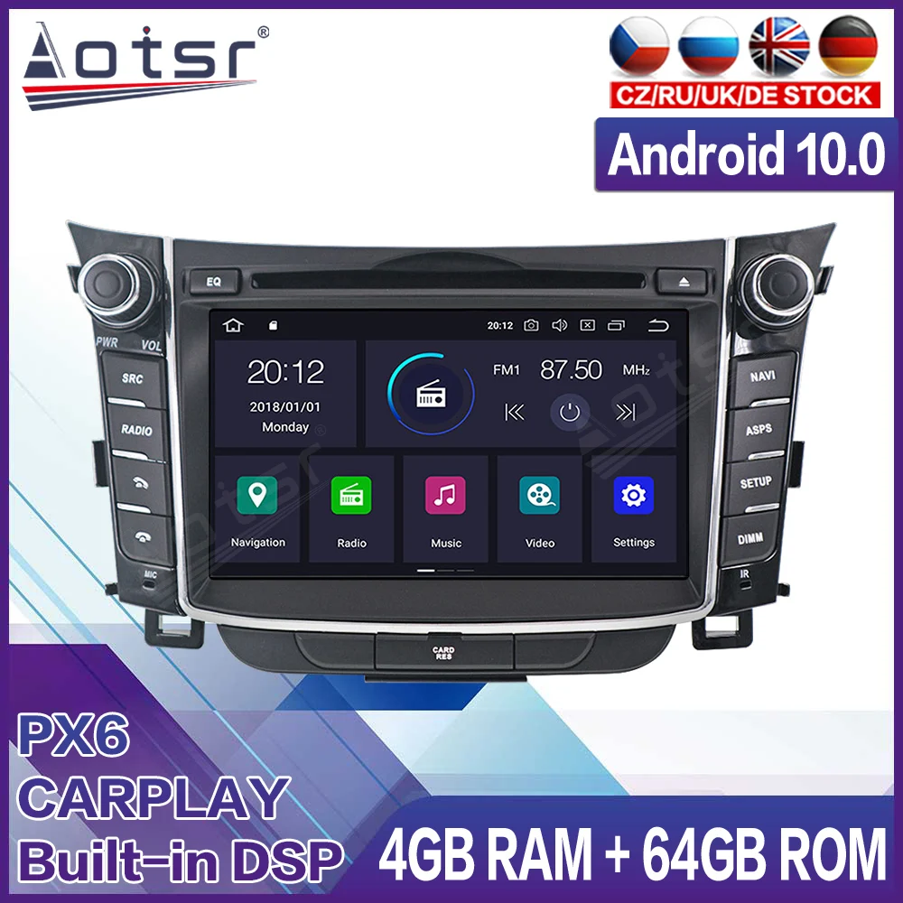 

Android Radio Tape Recorder Car Multimedia Player Stereo For Hyundai I30 Elantra GT 2012 2013 2014 2015 2016 Head Unit GPS Navi