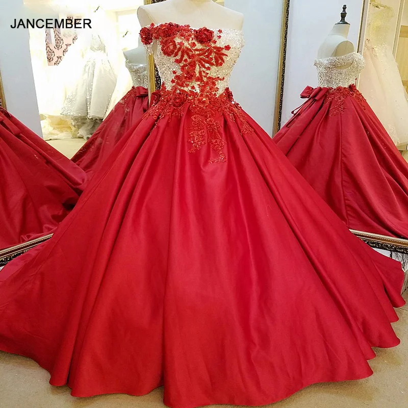 LS56378 Красное платье длинной партии атласа бисера бальное арабских вечерних