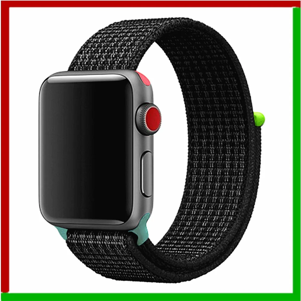 Black white 5 hit Нейлоновый ремешок для Apple Watch 42 мм 38 мм iWatch 4 ремешка 44 мм 40 мм Браслет спортивная петля ремешок для часов ремень для часов дышащий 5 4 3 2 1 - Цвет ремешка: Black white 5 hit