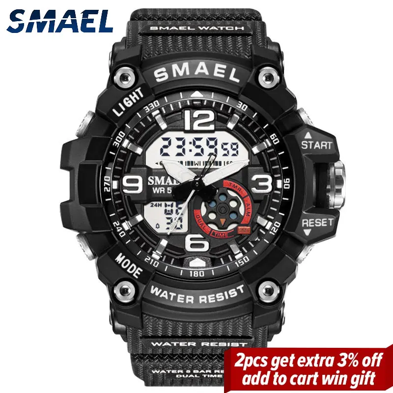

SMAEL Sports Men's Watches Top Brand Luxury Military Quartz Watch Clock Waterproof S Men Shock Wristwatch Relogio Masculino New