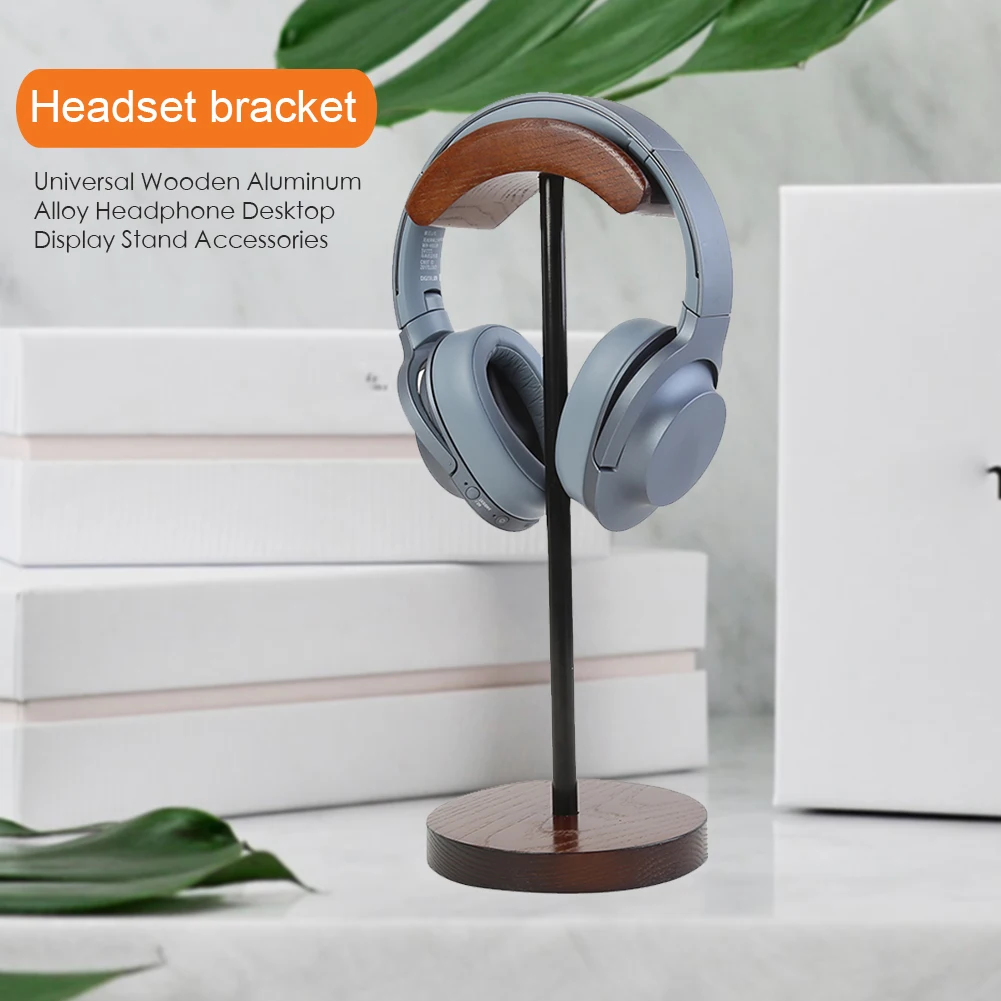 Solid Headset Stand Widely Compatible Wooden Aluminum Wall Mount Desktop Display Earphone Headphone Bracket Accessories | Электроника