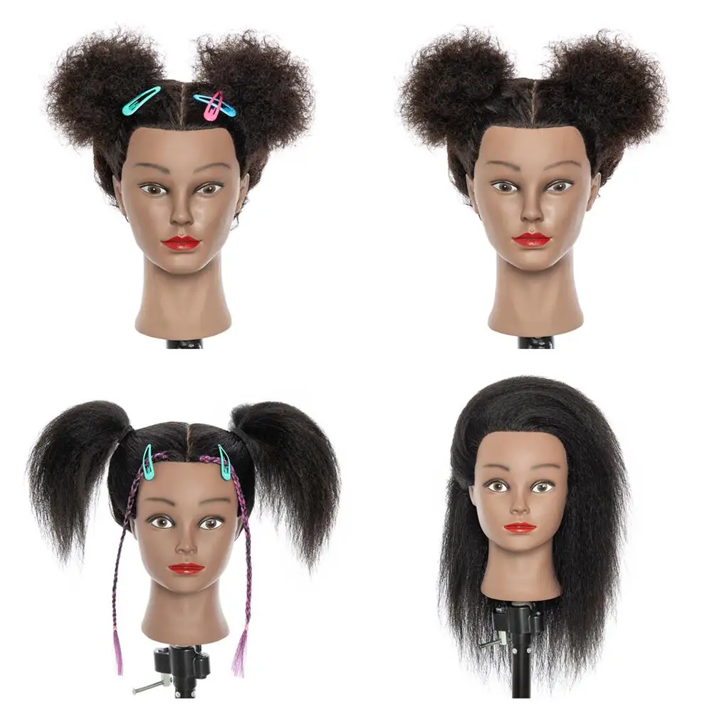 

Real Hair Professional Styling Head 8 Inch Afro Hairdressing Head Afro Styling Head Mannequin Head Doll For Hairstyles