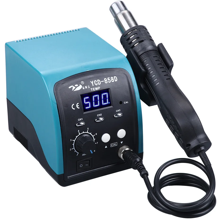 858D паяльная станция горячего воздуха с термофеном (с хранением температуры)