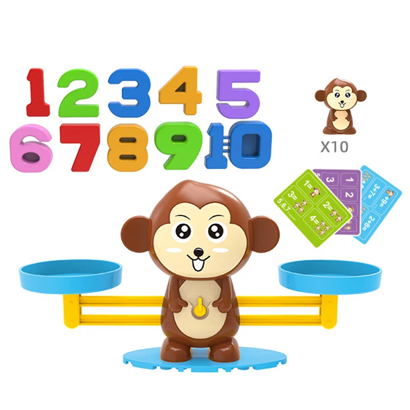 

Montessori Math Toy Digital Monkey Balance Scale Educational Math Penguin Balancing Scale Number Board Game Kids Counting Toys