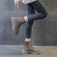 womens winter high padded suede boots blackbrown boots ankle chunky platform military army combat motocross zipper footwear b